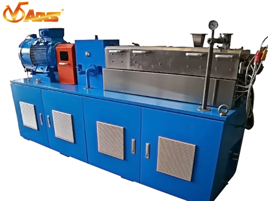 Harga bagus 50 kg/jam Laboratorium Twin Screw Compound Extruder untuk Pelletizing Granule Plastik Biru on line