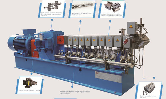 Good price 28 - 80mm Dia Mesin Kontra Putar Twin Screw Extruder 45 - 750KW Daya Motor on line